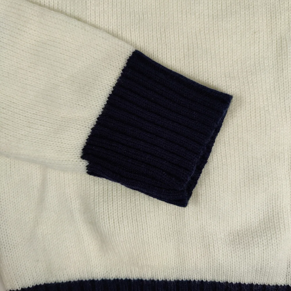 Vintage Cream and Navy Fair Isle Sweater Size Medium - Picture 12 of 12